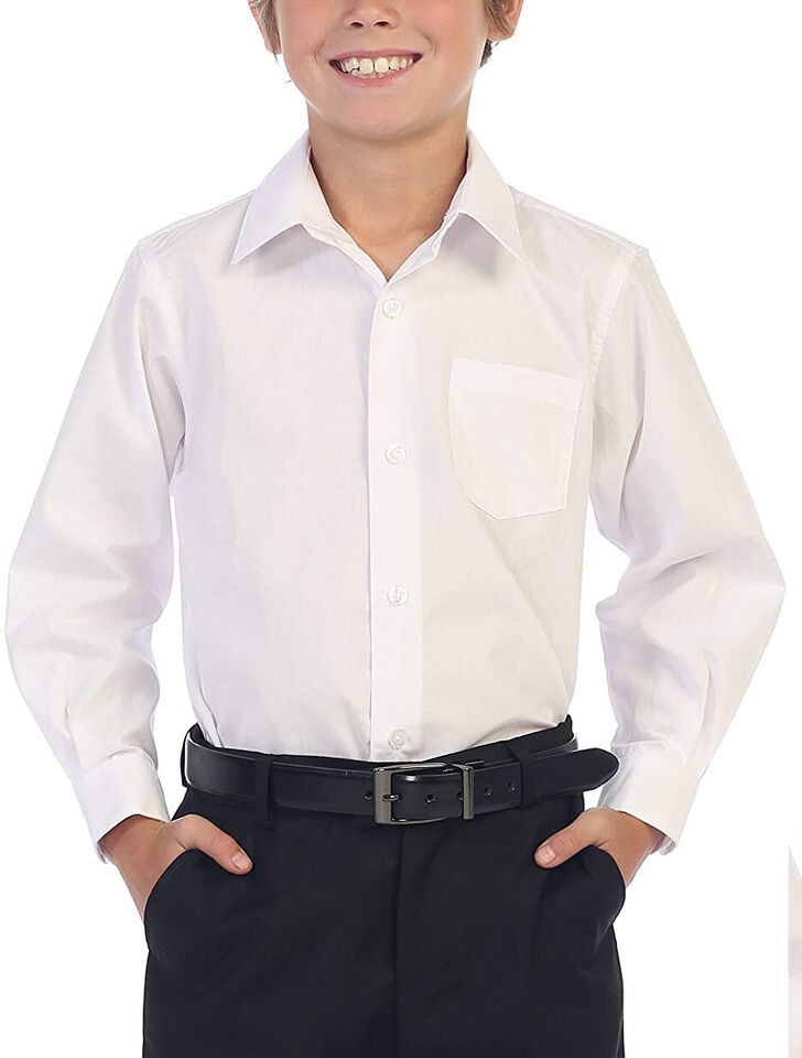 Primary image for Boy's Classic Fit Long Sleeve Button Down Kids White Dress Shirt - 14