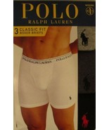 3 PK GENUINE RALPH LAUREN POLO BLACK GRAY SIZE LARGE COTTON BOXER BRIEFS... - £39.49 GBP