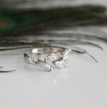 Marquise Cut Diamond Leaf Vine Wedding Ring Flower Stacking Floral Wedding Ring  - £65.13 GBP