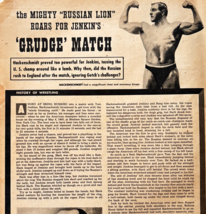 1952 Pro Wrestling Hackenschmidt Jenkins Grudge Match Article MSG Gotch ... - $24.99