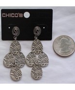 Chico&#39;s Chandy Post Earrings Etched Drops Antiqued Silver Silver-tone - £8.61 GBP