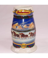 COLLECTIBLE BUDWEISER STEIN YEAR BEER MUG Holidays In The Mountains 2000... - $217.34 MXN