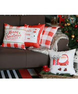 Christmas Throw Pillow Covers 18X18 Santa Clause White Red Set of 4 Sofa... - £37.31 GBP