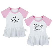 Coming Soon &amp; oh baby Pregnancy Announcement Infant Baby Girls Princess Dress - £18.41 GBP