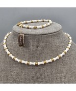 NOS Monet Necklace Bracelet Set White Hourglass Beads Original Tags Gold... - $68.41 CAD