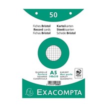 Exacompta 148 x 210 mm Squared Bristol Record Cards - White (Pack of 100)  - £14.31 GBP