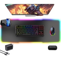 Gaming Mouse Pad With 15W Wireless Charging,14 Colors Led Light Rgb Pc Gaming De - £43.92 GBP