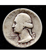 1948 D Washington Quarter - Circulated - Silver 90% - Light wear - £6.29 GBP