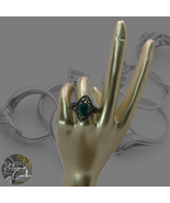 Womens Silver Tone Green Marquise Rhinestone Statement Cocktail Ring Siz... - £15.93 GBP