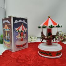 Vintage Musical Carousel Ornament Horse Wind-up Waltz with Original Box ... - $12.98