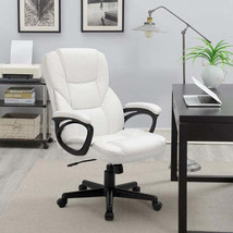Faux Leather High-Back Executive Office Chair with Lumbar Support, White - £151.84 GBP+