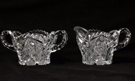 Imperial Glass Creamer and Sugar Set Pattern Number 526 Heavy Sawtooth Edge - £19.37 GBP