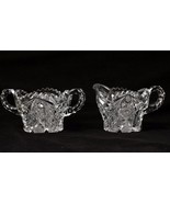 Imperial Glass Creamer and Sugar Set Pattern Number 526 Heavy Sawtooth Edge - £18.52 GBP