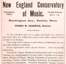 1906 New England Conservatory Of Music Advertisement Boston Massachusett... - $24.99