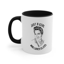 Elvis Presley Just A Girl Who Loves Elvis Gift For Women 110z Two Toned Mug - £17.25 GBP