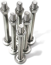 (4 Sets) 3/8-16X4&quot; Stainless Steel Hex Head Screws Bolts, Nuts, Flat &amp; Lock Wash - £13.25 GBP