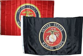 AES 3x5 3&#39;x5&#39; Wholesale Combo Set USMC Marines Marine Corps Black &amp; Red 2 Flags  - $17.76