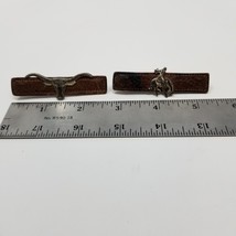 TWO Vintage HICKOK USA Signed Leather Sterling Silver Tie Clip Steer Bull Rider - £30.54 GBP