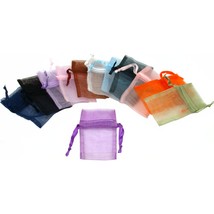 12 Organza Jewelry Drawstring Pouches Gift Bags Assorted Colors 1 3/4&quot; x 2&quot; - £11.52 GBP