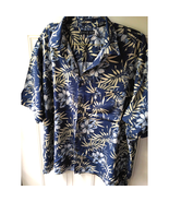 Natural Issue Men&#39;s Hawaiian Shirt Blue Tan Leaves Flowers XXLG Button U... - $27.83 CAD