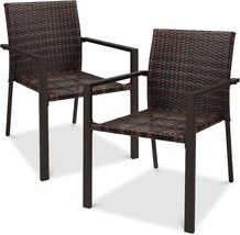 Best Choice Products Set Of 2 Stackable Outdoor Wicker Dining Chairs, Brown - $129.99