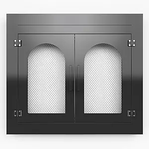 Fireplace Door, Fire Place Doors With Screen And Glass Decor Iron Mesh G... - $389.99