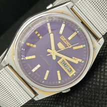 Vintage Seiko 5 Automatic 7009A Japan Mens DAY/DATE Purple Watch 608c-a315425-6 - £31.96 GBP