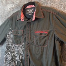 Ecko Unltd Button Up Shirt Mens Large Black Embroidered Streetwear Y2K C... - $13.89