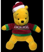 Winnie Pooh Bear Plush Stuffed Animal RARE Christmas Snowflakes Red Shir... - $53.50 CAD