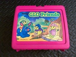 Vintage Thermos Glo Friends Plastic Lunch Box Hasbro 1986 Missing Thermo Cup 80s - £31.64 GBP