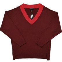 $50 nwt EXPRESS oversize sweater Medium burgundy red deep v neck pullover M new - $19.79