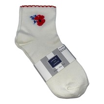 Janie and Jack Girls Floral Embroidered Ankle Socks Size 6-8 NWT White - $9.60
