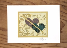 Gold Tethered Hearts on Gold Print No.1 Art Card - £9.02 GBP