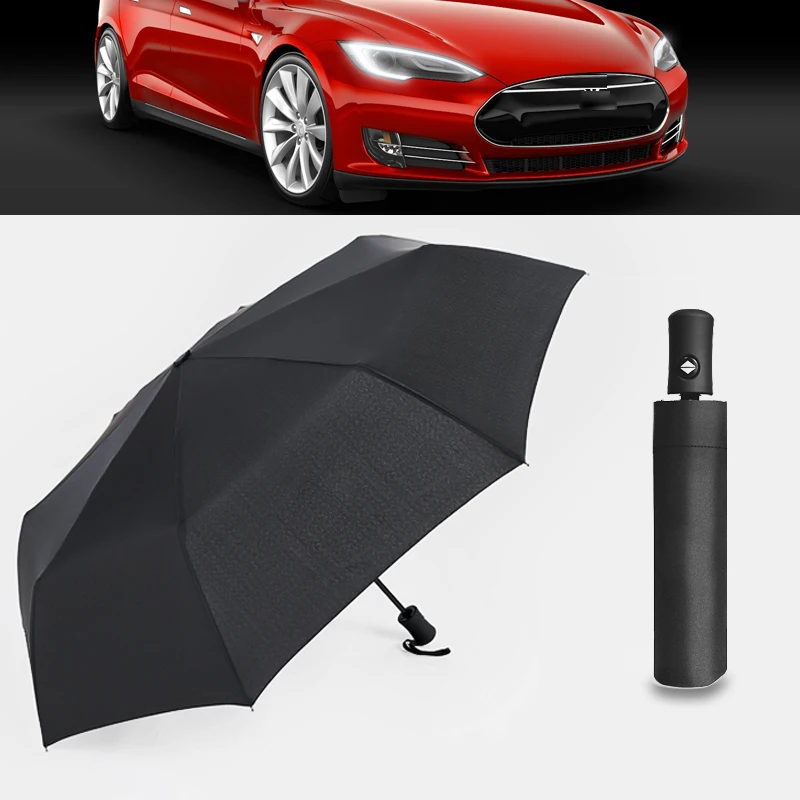 For Tesla Sunscreen Umbrella Windproof Automatic Foldable Umbrella Car Emblem - £11.26 GBP