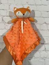 Orange Baby Fox Lovey Security Blanket Minky Dot Plush Back Satin & Trim 16” - $21.99