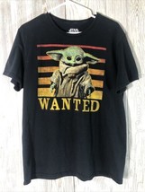 Star Wars Mens Mandalorian Baby Yoda Grogu Wanted Poster Tee Shirt L - £10.16 GBP