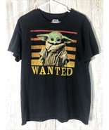 Star Wars Mens Mandalorian Baby Yoda Grogu Wanted Poster Tee Shirt L - £10.10 GBP