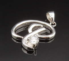 925 Sterling Silver - Vintage Twisted Knot Cubic Zirconia Pendant - PT20839 - £22.81 GBP