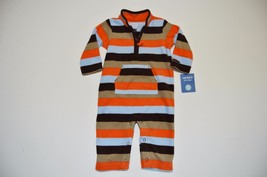 NEW Infant Boys 6m Carter&#39;s 1pc Fleece Romper Outfit Set Striped - £6.29 GBP