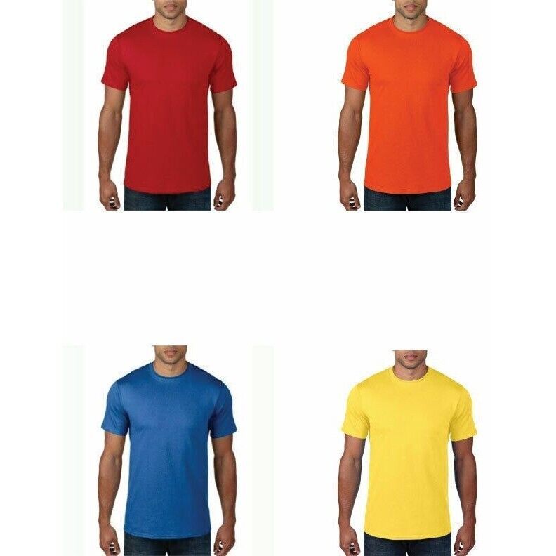Anvil Mens Shirt Small Thru XL Blue Red Yellow Orange Short Sleeve New - $7.99