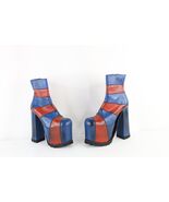 Vtg 90s Luichiny Women 8 Pebble Grain Leather Side Zip Heel Platform Boo... - $9,187.09 MXN