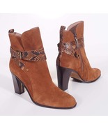 Donald Pliner Oli Women Brown Suede Leather Snake Zip Buckle Heel Bootie... - £86.21 GBP