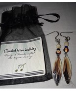 Feather Earrings handcrafted antique piano ivory by Music Notes Jewelry New  - $8.00