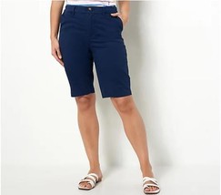 Denim &amp; Co. Regular EasyWear Twill Bermuda Shorts (Navy, Reg 4) A476743 - $15.02