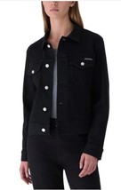 Calvin Klein Womens Denim Jacket Black Pockets Stretch Buttons Heavyweight - $1,033.70 MXN