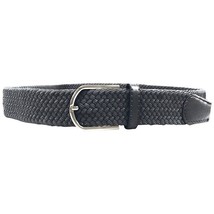 Unisex-Adult Flexible Stretch Belt Woven Braided Black w/ Silver Buckle Size M - £4.38 GBP