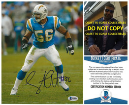 Shawne Merriman signed San Diego Chargers football 8x10 photo Beckett COA proof - £87.04 GBP