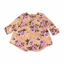 Wishful Park Blouse Pink Floral Long Roll Tab Sleeves Women’s Size Small - $18.37