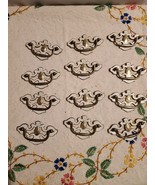 12 Piece Vtg Bassett Drop Bail 1960s Pull Handle Pineapple White on Brass - $47.52