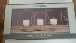 True Living Metal Candle Holder  3 Votive Holder Gold  - £7.56 GBP